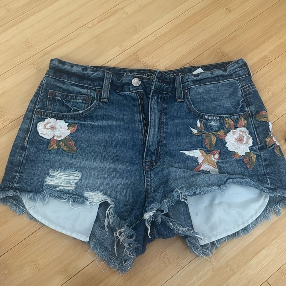 American Eagle embroidered Jean shorts